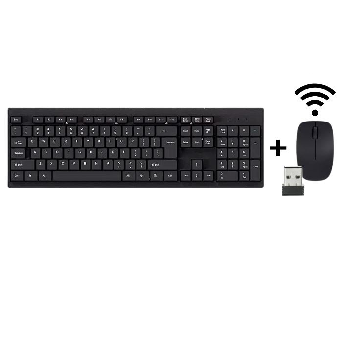 Full-Size Wireless Keyboard & Mouse Set in black